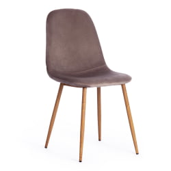 Стул BREEZE (mod. 4724) металл/вельвет, 44х48х87см, серо-бежевый/натуральное дерево