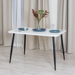 Стол PLUTO ЛДСП/металл, 120x80x77 см, Белый/Черный