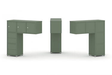 Надставка на стол низкая односторонняя + задняя стенка (5шт.) + блок с 2-мя ящиками (2шт.) + распашной фасад (3 шт.) CONCEPT CN.ONN-005 Кобо Белый металл