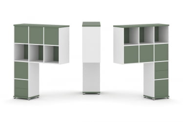 Надставка на стол высокая двухсторонняя + задняя стенка (8 шт.) + блок с 2-мя ящиками (2 шт.) CОНCЕПТ CН.ДНВ-006 Кобо Белый бриллиант Белый металл / CONCEPT CN.DNV-006