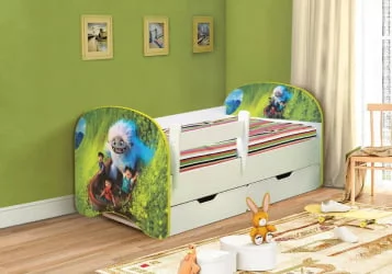 Кровать детская с фотопечатью с 2-мя ящиками 800*1900 Снежный человек