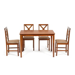 Обеденный комплект Хадсон (стол + 4 стула) Хадсон (стол + 4 стула)/ Hudson Dining Set дерево гевея/мдф, стол: 110х70х75см / стул: 44х42х89см, Espresso, ткань кор.-зол. (1505-9)