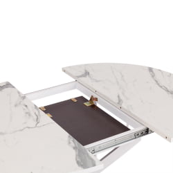 Стол MANZANA ЛДСП/HPL/металл, 100 х 100+30 х 75 см, Мрамор светлый/белый