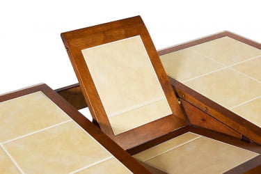 Стол из массива дерева CT 2950T дерево гевея/плитка, 100(127)х70х74см, Темный Дуб, плитка без рисунка