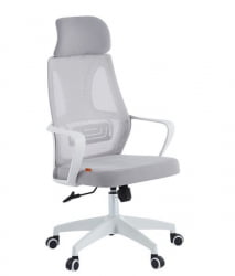 Кресло руководителя CХАИРМАН CХ636 ткань/сетка серый, белый пластик (М) / CHAIRMAN CH636 (M)