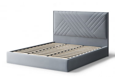 Кровать МИРА 2000*1200мм (без опор), велюр NEO 25 (серый), (б/основания, б/матраса)