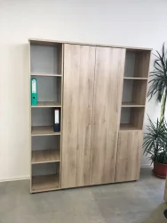 Шкаф для документов узкий с прозрачными стеклами Р.П-2СБ Дуб Кронберг