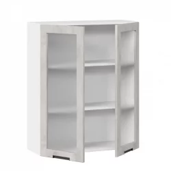 Шкаф кухонный 800 высокий со стеклом Джамис ЛД 296.460.000.030 Белый Белый камень