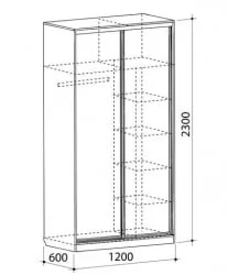 Шкаф-купе со стеклом Рио 2-600 Дуб млечный / Крем