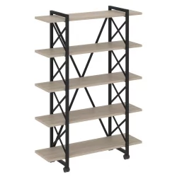 Стеллаж на колесных опорах - 5 полок ЛОФТ ВР.Л-МСТ.К-5.8В Металл черный Дуб Аттик / LOFT VR.L-MST.K-5.8V