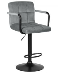 Стул барный ДОБРИН КРУГЕР АРМ БЛАCК (серый велюр (МДЖ9-75)) 2 шт / DOBRIN KRUGER ARM BLACK (MJ9-75))