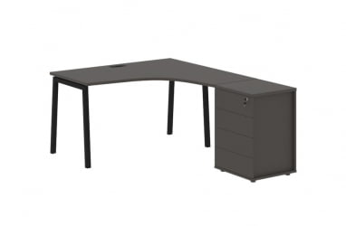 Стол эргономичный с тумбой (правый) EDIS ELCET 1318 R Мокко Черный