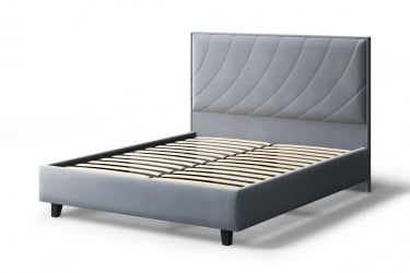 Кровать СОФИЯ 2000*1600мм (на опорах), велюр NEO 25 (серый), (б/основания, б/матраса)