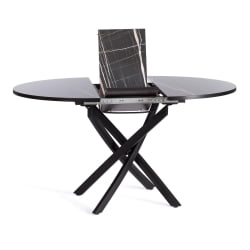 Стол MANZANA ЛДСП/HPL/металл, 100 х 100+30 х 75 см, Мрамор черный/черный