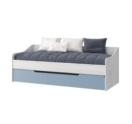 Детская кровать Стич, выдвижная, ясень анкор светлый/серо-голубой
