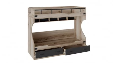 Двухъярусная кровать для детей Окланд ТД-324.11.01 Фон Черный/Дуб Делано