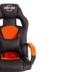 Кресло DRIVER (22) кож/зам/ткань, черный/оранжевый, 36-6/TW-07