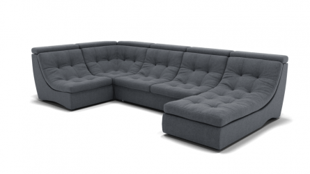 Диван Монако-4 (ЗР) Цвет фасада: Серый; Тип: Универсальный; Материал фасада: Металл/Велюр