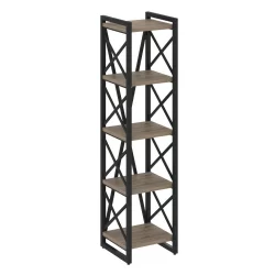 Стеллаж на регулируемых опорах - 5 полок LOFT VR.L-MST.O-5.4 Металл черный Тиквуд темный