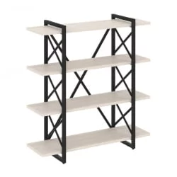 Стеллаж на регулируемых опорах - 4 полки ЛОФТ ВР.Л-МСТ.О-4.8В Металл черный Денвер светлый / LOFT VR.L-MST.O-4.8V