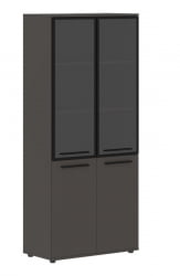 Шкаф комбинированный  с дверьми в металлической раме ЕДИС ЕХCС 85.7 Мокко Черный Мокко / EDIS EHCS