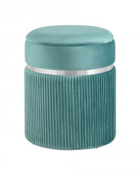 Пуф Миранда с ящиком серебро велюр Светло-бирюзовый