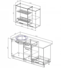 Кухня под заказ Антрацит 1600