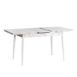 Стол обеденный ALTA (mod. 1183) ЛДСП+меламин/металл, 120+30 х 70 х 75 см, белый мрамор/белый