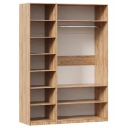 Шкаф трехстворчатый с зеркалом Норд 3Д Дуб золотой