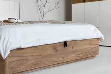 Кровать с подъемным механизмом 160х200 см Адам MSA-06 дуб крафт золотой/белоснежный (экокожа)