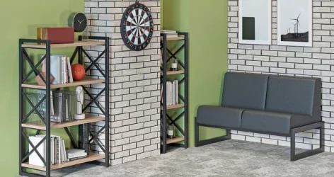 Стеллаж на регулируемых опорах - 5 полок ЛОФТ ВР.Л-МСТ.О-5.4В Металл черный Дуб Аттик / LOFT VR.L-MST.O-5.4V