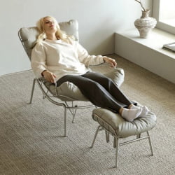 Кресло Liam с пуфом, серое