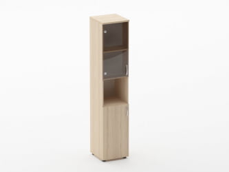 Шкаф высокий со стеклом и нишей Glassy 6.19.14Л Орех