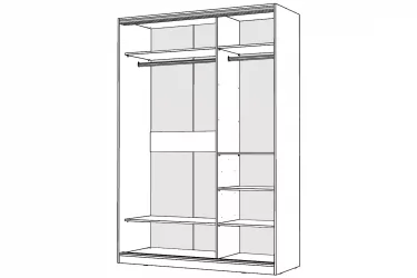 Белый шкаф-купе с зеркалом Виктория 1400х584х2300, Белый 14ДЗЗЗДЗЗЗ-ПШ-Б 310-144