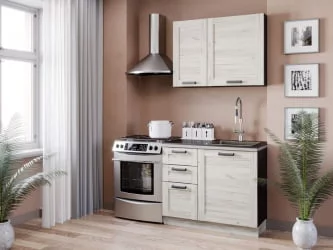 Кухонный гарнитур 1600 Винченца №6 Черный Дуб Крафт белый