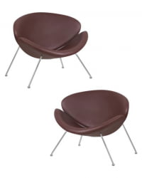 Кресло дизайнерское ДОБРИН ЕМИЛЙ (коричневый винил ЙП5, хромированная сталь) 2 шт / DOBRIN EMILY YP5,