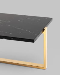 Журнальный столик Тоби 109*66 черный мрамор сталь Золото