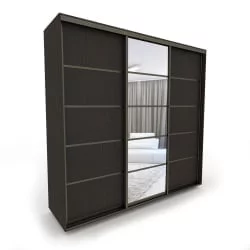 Черный шкаф-купе Акцент-Квадро Д 2100х600 Венге/Бронза