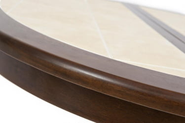 Раздвижной овальный стол CT 4257 дерево гевея/плитка, 107(145)х107х75см, Темный Дуб, плитка без рисунка