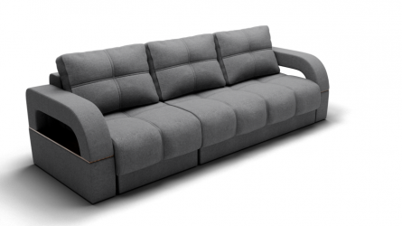 Диван Рич-2 (ЗР) Цвет фасада: Светло серый; Тип: Левый/правый; Материал фасада: Металл/Велюр