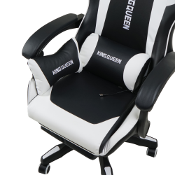 Кресло 1206 KINGQUEEN цвет черный/белый с массажем 1206-black-white-mass