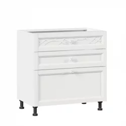 Тумба кухонная 800 с 3 ящиками ЛЮКС (4) Джулия ЛД 284.930.000.040 Белый