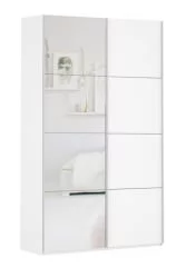 Белый шкаф-купе с зеркалом Прайм 1400 ДСП/Зеркало Белый снег