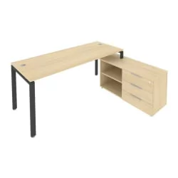 Рабочая станция на П-образном м/к с опорной тумбой правая Метал Сйстем Б.РС-СТС-2.5 Пр Акация/Антрацит / Metal System