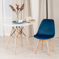 Стул TULIP SOFT (mod. 74) / 1 шт. в упаковке вельвет/дерево , 54 х 47 х 83 см , синий (HLR 63)/натуральный