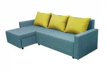 Угловой диван Sherry (3 категория) с механизмом подъема оттоманки Балтик Азуре Эппл