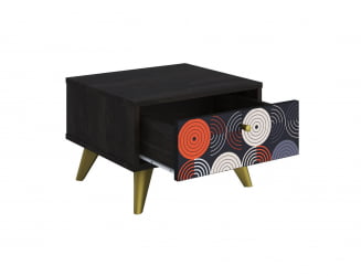 Тумба прикроватная Фьюжн ТМ-004 АРТ Угольный камень/VINIL