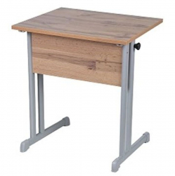 Парта одноместная прямые углы (рост 6) Клен Танзау/Металл Серый