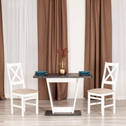 Стол обеденный ТИБИ нераздвижной ЛДСП, 68,6 х 110 х 75 см, Мрамор черный/Белый / TIBI