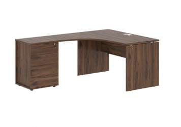 Стол эргономичный с тумбой левый ЕДИС ЕДCЕТ 1318 Л Дуб Денвер темный Белый / EDIS EDCET L